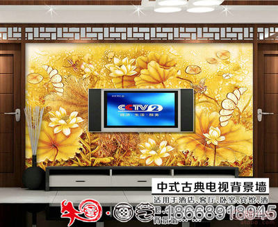 打造詩(shī)意家居 牛圖壁畫(huà)高清3D立體荷塘月色壁紙，客廳電視背景墻的理想選擇